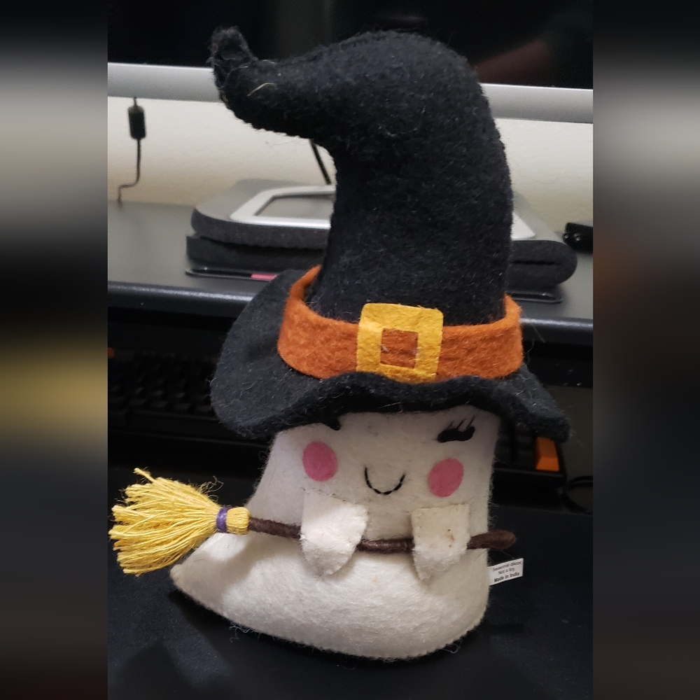 Charming Witch Ghost Plush with Broom